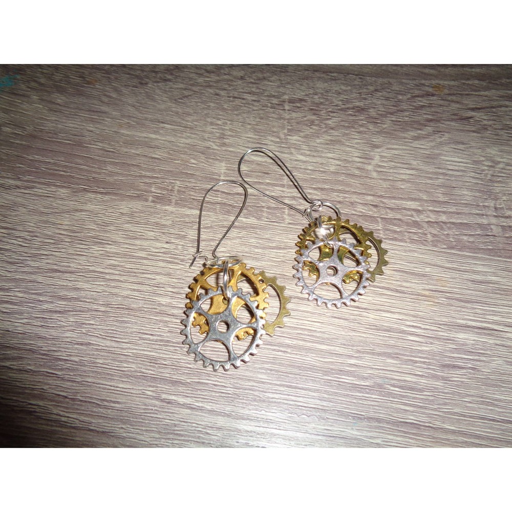 Steampunk earrings gear sprocket earrings cog